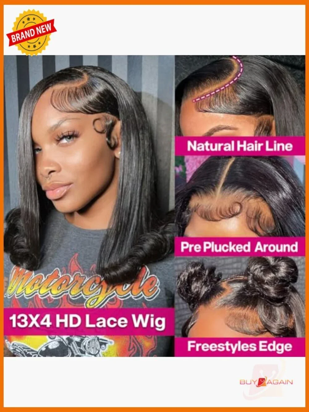 100% Human Hair Bob Wig 13x4 HD Lace Front Glueless Pre Plucked 14 Inch